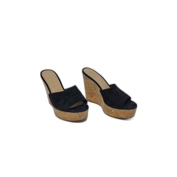 Veronica Beard Dali Black Cork Wedge Heels - Picture 4 of 7